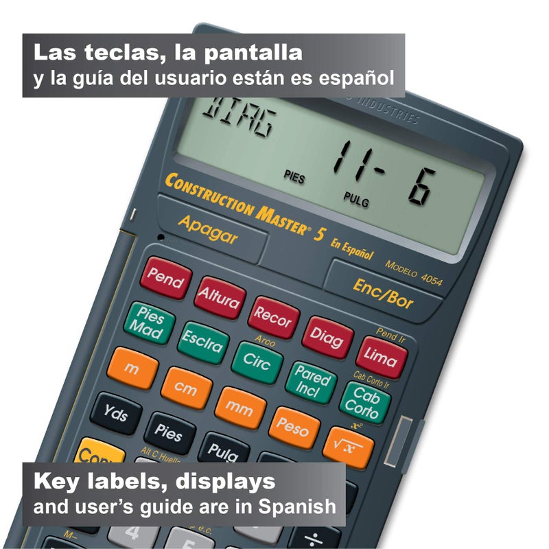 Calculated Industries 4054 Construction Master 5 en Espanol Construction Feet-Inch-Fraction Calculator for Carpenters [Calculadora de construcciÃ³n con pies, pulgadas y fracciones para carpinteros] - Image 2